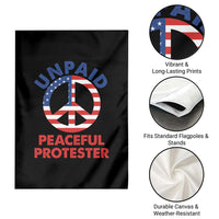 Unpaid Peaceful Protester Garden Flag Peace Sign Patriotic US Flag Political Protest