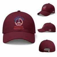 Unpaid Peaceful Protester Baseball Cap Peace Sign Patriotic US Flag Political Protest