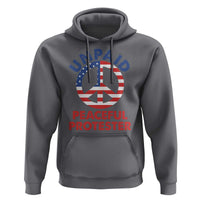 Unpaid Peaceful Protester Hoodie Peace Sign Patriotic US Flag Political Protest