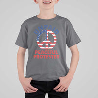 Unpaid Peaceful Protester T Shirt For Kid Peace Sign Patriotic US Flag Political Protest