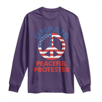 Unpaid Peaceful Protester Long Sleeve Shirt Peace Sign Patriotic US Flag Political Protest