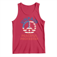 Unpaid Peaceful Protester Tank Top Peace Sign Patriotic US Flag Political Protest