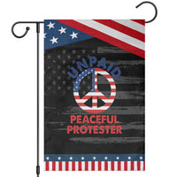 Unpaid Peaceful Protester Garden Flag Peace Sign Patriotic US Flag Political Protest