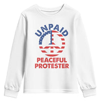 Unpaid Peaceful Protester Youth Sweatshirt Peace Sign Patriotic US Flag Political Protest