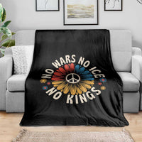 No Kings No ICE No Wars Throw Blanket Peace Sign Sunflower Anti War Freedom Activist
