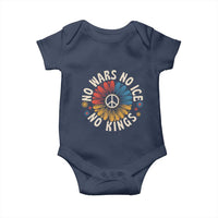 No Kings No ICE No Wars Baby Onesie Peace Sign Sunflower Anti War Freedom Activist