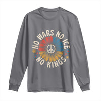 No Kings No ICE No Wars Long Sleeve Shirt Peace Sign Sunflower Anti War Freedom Activist