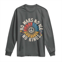 No Kings No ICE No Wars Long Sleeve Shirt Peace Sign Sunflower Anti War Freedom Activist