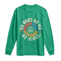 No Kings No ICE No Wars Long Sleeve Shirt Peace Sign Sunflower Anti War Freedom Activist