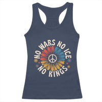 No Kings No ICE No Wars Racerback Tank Top Peace Sign Sunflower Anti War Freedom Activist