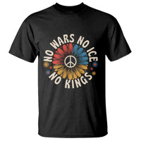 No Kings No ICE No Wars T Shirt Peace Sign Sunflower Anti War Freedom Activist