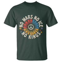 No Kings No ICE No Wars T Shirt Peace Sign Sunflower Anti War Freedom Activist