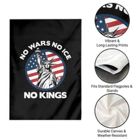 No Kings No ICE No Wars Garden Flag Statue of Liberty US Flag Anti War Freedom Activist