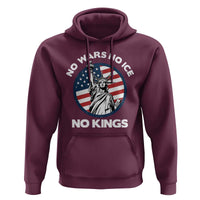 No Kings No ICE No Wars Hoodie Statue of Liberty US Flag Anti War Freedom Activist