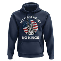 No Kings No ICE No Wars Hoodie Statue of Liberty US Flag Anti War Freedom Activist