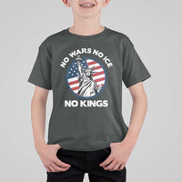 No Kings No ICE No Wars T Shirt For Kid Statue of Liberty US Flag Anti War Freedom Activist