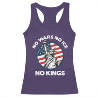 No Kings No ICE No Wars Racerback Tank Top Statue of Liberty US Flag Anti War Freedom Activist