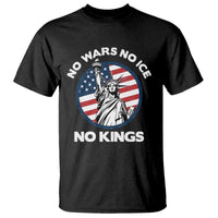 No Kings No ICE No Wars T Shirt Statue of Liberty US Flag Anti War Freedom Activist