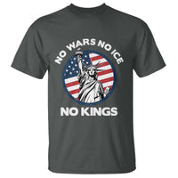 No Kings No ICE No Wars T Shirt Statue of Liberty US Flag Anti War Freedom Activist