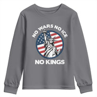 No Kings No ICE No Wars Youth Sweatshirt Statue of Liberty US Flag Anti War Freedom Activist