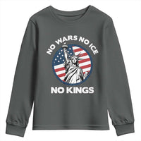 No Kings No ICE No Wars Youth Sweatshirt Statue of Liberty US Flag Anti War Freedom Activist