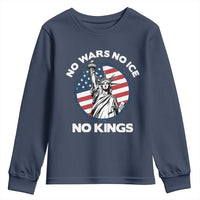 No Kings No ICE No Wars Youth Sweatshirt Statue of Liberty US Flag Anti War Freedom Activist