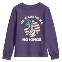 No Kings No ICE No Wars Youth Sweatshirt Statue of Liberty US Flag Anti War Freedom Activist