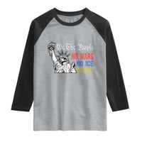 No Kings No ICE No Wars Raglan Shirt Statue of Liberty We The People Freedom