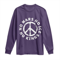 No Kings No ICE No Wars Long Sleeve Shirt Peace Sign Anti War Freedom Activist