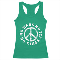 No Kings No ICE No Wars Racerback Tank Top Peace Sign Anti War Freedom Activist