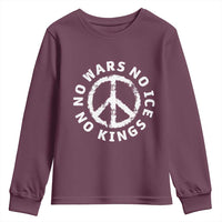 No Kings No ICE No Wars Youth Sweatshirt Peace Sign Anti War Freedom Activist