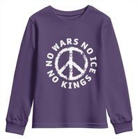 No Kings No ICE No Wars Youth Sweatshirt Peace Sign Anti War Freedom Activist
