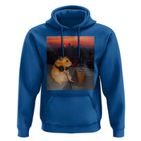 Hamster Drinking Iced Coffee Hoodie Funny Animal Chill City Sunset Headphones