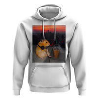Hamster Drinking Iced Coffee Hoodie Funny Animal Chill City Sunset Headphones