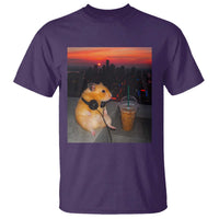 Hamster Drinking Iced Coffee T Shirt Funny Animal Chill City Sunset Headphones