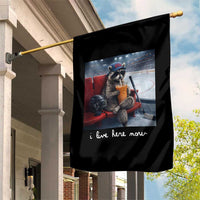 Hockey Mom Raccoon Iced Coffee Garden Flag I Live Here Now