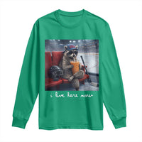 Hockey Mom Raccoon Iced Coffee Long Sleeve Shirt I Live Here Now