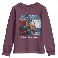 Hockey Mom Raccoon Iced Coffee Youth Sweatshirt I Live Here Now