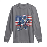 Uncle Sam Hockey Player 4th of July American Flag Long Sleeve Shirt