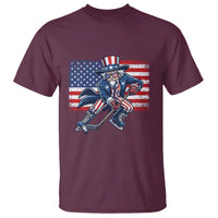 Uncle Sam Hockey Player 4th of July American Flag T Shirt