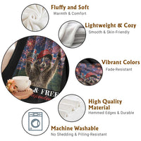USA 250 Years Freedom Throw Blanket Feral and Free Funny Raccoon Driking Beer 4th of July