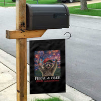 USA 250 Years Freedom Garden Flag Feral and Free Funny Raccoon Driking Beer 4th of July