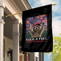 USA 250 Years Freedom Garden Flag Feral and Free Funny Raccoon Driking Beer 4th of July