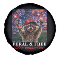 USA 250 Years Freedom Spare Tire Cover Feral and Free Funny Raccoon Driking Beer 4th of July