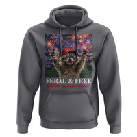 USA 250 Years Freedom Hoodie Feral and Free Funny Raccoon Driking Beer 4th of July