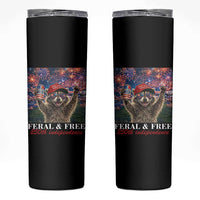 USA 250 Years Freedom Skinny Tumbler Feral and Free Funny Raccoon Driking Beer 4th of July
