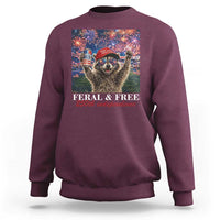 USA 250 Years Freedom Sweatshirt Feral and Free Funny Raccoon Driking Beer 4th of July