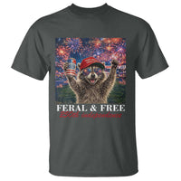 USA 250 Years Freedom T Shirt Feral and Free Funny Raccoon Driking Beer 4th of July
