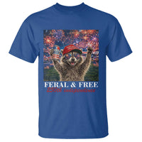 USA 250 Years Freedom T Shirt Feral and Free Funny Raccoon Driking Beer 4th of July