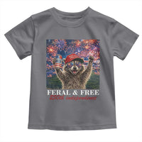 USA 250 Years Freedom Toddler T Shirt Feral and Free Funny Raccoon Driking Beer 4th of July